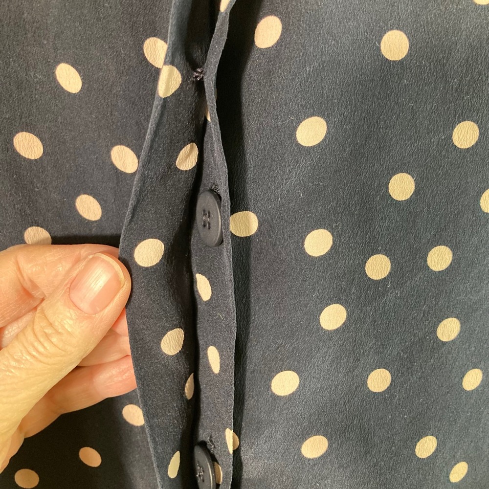 Vintage Gloria Sachs‎ New York Silk Polka Dot Long Sleeve Button Blouse 10 - Picture 5 of 9